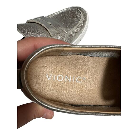 Vionic Uptown Silver Metallic Comfort Slip On Loafer - 6 - Picture 11 of 12